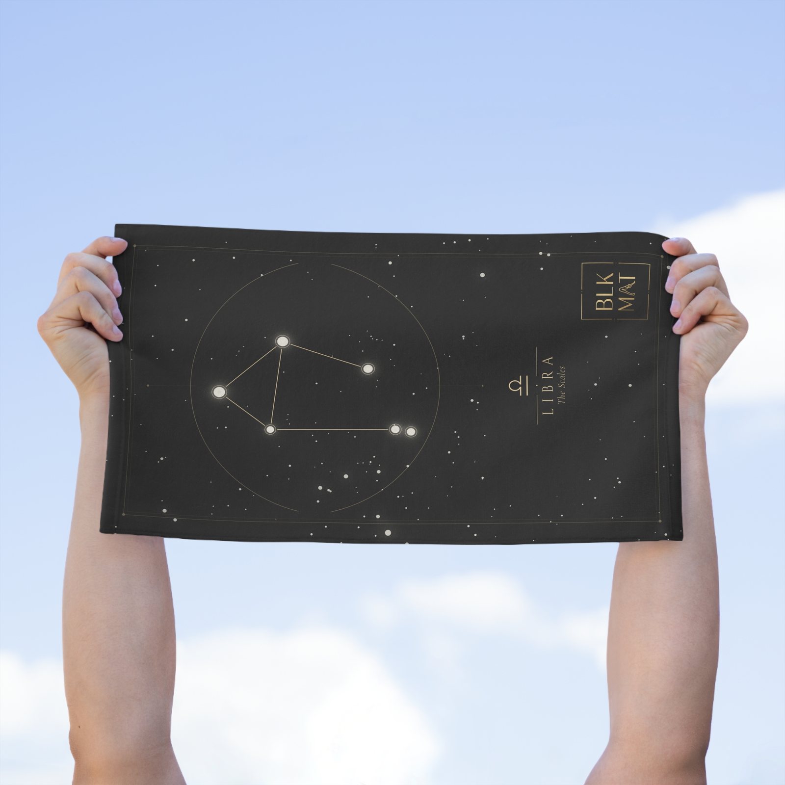 BLKMAT Libra Constellation Gym Towel, held up